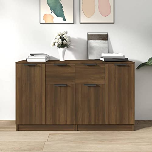 Festnight 2X Armario Aparador 2 Puertas y Estantes, Aparador Comedor, Alacena de Cocina, Bueffet para Salón, Mueble Auxiliar Moderno, Marrón Roble 60x30x70 cm Cover