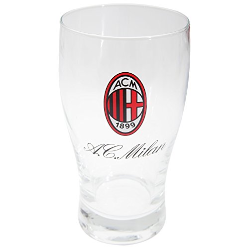 AC Milan Official Football Crest Wordmark Pint Glass (One Size) (Clear)
