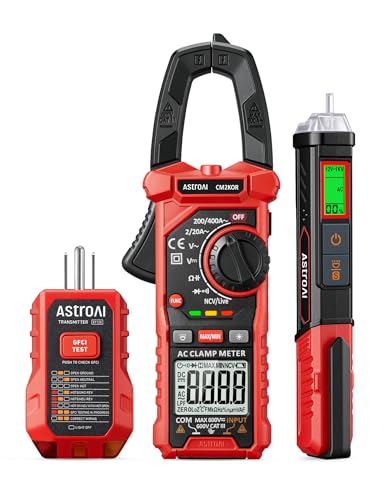 Image of AstroAI Electrical Test Kit ETK3, 2000 Counts Digital Clamp Meter & Non-Contact Voltage Tester Pen & GFCI Outlet Tester, for Home & Professional Use