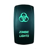 Laser Backlit Green Rocker Switch ZOMBIE 20A 12V On/off LED Light