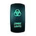 Laser Backlit Green Rocker Switch ZOMBIE 20A 12V On/off LED Light