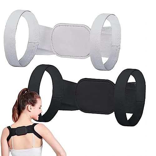 2Pcs Posture Pro Fix,Posture Pro Fix Neck and Shoulder Corrector Posture Corrector for Adults and Kids,Adjustable Upper Posture Support Breathable Shoulder Back Straightener (M(40kg-60kg)White+Black)