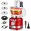Homtone 16 Cup Food Processor Large Food Processors 6 Preset Modes Vegetable Chopper Electric 6 Blades 8 Functions for Home Use Stepless Speed Control 650W Red