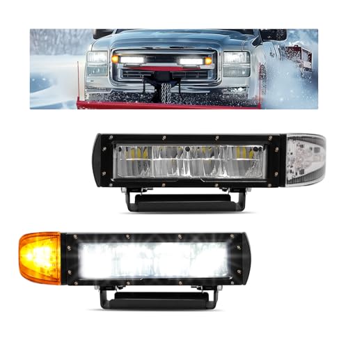 WUTIST LED Low Profile Heated Snow Plow Headlight Clear Lens Compatible with Universal Adaptation...