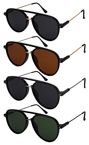 Edge I-Wear Flat Top Aviator Sunglasses for Men Pilot Sunglass Women Polarized Lens3344-FLP-2(DEMI.sd2)3