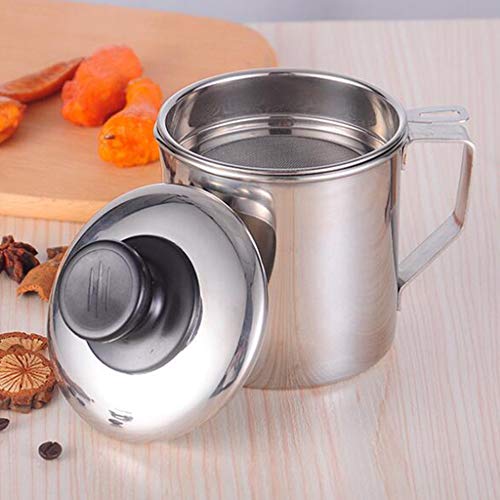 Recipiente de gordura Baoblaze Bacon, recipiente de armazenamento de óleo inoxidável, coador de malh