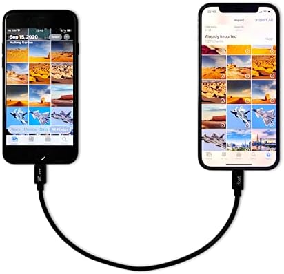 AMZPILOT Compatible for iPhone to iPhone Transfer Cable Male to Male Data Migration, iOS 14 to 8 pin OTG Cable Sync Photo/Video Wired Cord, for iPhone 13/12 Mini/Pro Max/11/Xs/Xr/X/8 Series - 0.8ft