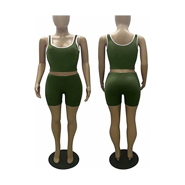 Shorts-Sets-for-Women-2-Piece-Womens-Short-Suit-2-Pieces-Vest-Crop-Tops-Shorts Bluewolfsea Shorts Sets for Women 2 Piece - Ladies Sportswear Set Vest Crop Tops + Shorts Large Green
