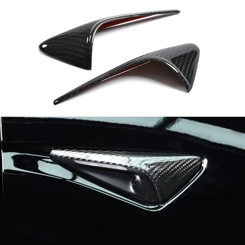 Image of MEWANT Side Camera Cover for Tesla Model 3 Highland HW 4.0 2024 2PCS Black Real Carbon Fiber Side Camera Turn Signal Covers Side Camera Protection Cover