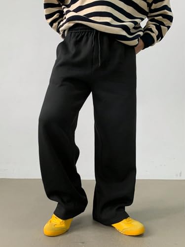 Image of dockstreet Straight Wide fit Long Length Trouser Style Drawstring Trackpant for Men /Trending Sporty Style, Relaxed Casual Pants for Men
