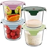 23oz Glass Meal Prep Containers with Lids, Airtight 3-Cup Glass Storage Containers Set,...