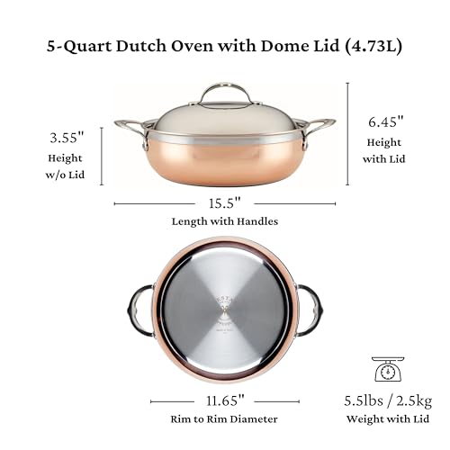 Image of Hestan - CopperBond Collection - Copper Dutch Oven, Induction Cooktop Compatible, 5-Quart