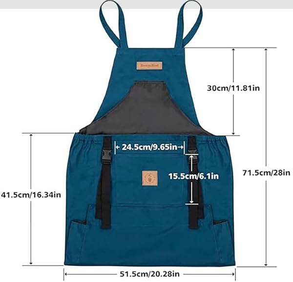 Garden Apron with Large Harvest Pocket – Keep Clothes Clean & Tools Organized, Waterproof Gardening Apron with Adjustable Straps & Reinforced Stitching for Yard Work (Blue/Olive) by Generic - Used condition - Image 3