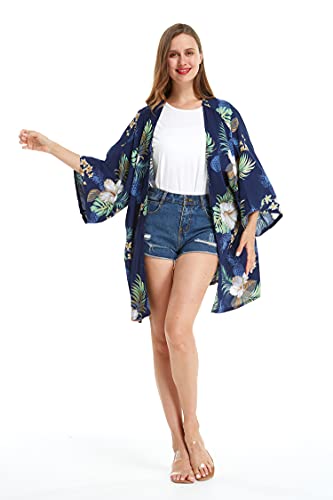Image of Matchable Family Hawaiian Luau Men Women Girl Boy Clothes in Pineapple Garden Navy