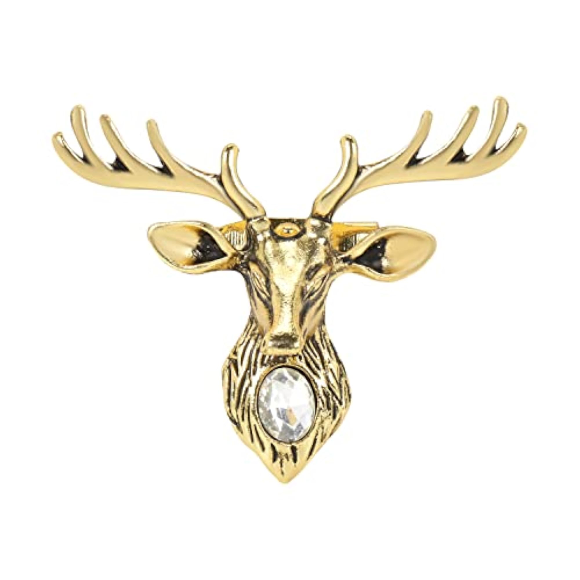 Golden Classic Deer Design Lapel Pin, Elegant Brooch