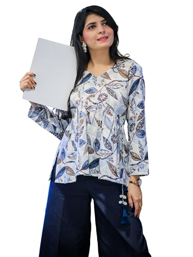 Image of Youthnic Women's Poly Rayon Printed Alia Cut Peplum Top | Top for Office | Women's Tunics | Short Kurti Women| Regular Fit