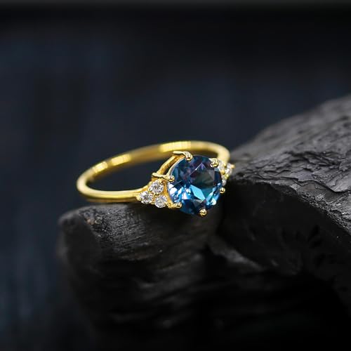 Vintage 18K Yellow Gold Alexandrite Engagement Ring - Genuine Moissanite - D Color (VVS1) Wedding Ring, Alexandrite Bridal Promise Ring for Women , Anniversary & Valentine's Day Proposal Ring, June Birthstone Gifts (QS-AL-23)3