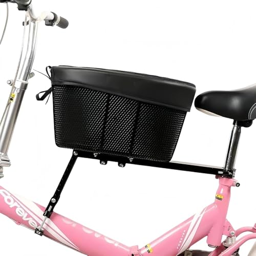 SSZYペット用自転車バスケット マウンテンバイク用ショッピングバスケット 猫と犬用ポータブル自転車のフロントクロスバーに固定可能 スポンジパッドと安全ベルトが付属 (折りたたみ自転車(15斤以内)設置可能)