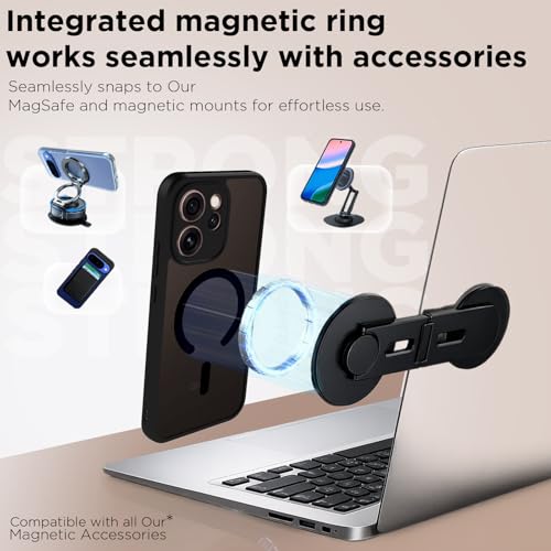 Image of RIGGEAR Shockproof Sleek Hybrid Armor Magnetic Back Cover Case Compatible with MagSafe Accessories for Oppo Reno15 Pro, Reno 15 Pro 5G (Smoke Black Matte PC + Black TPU-Bumper)