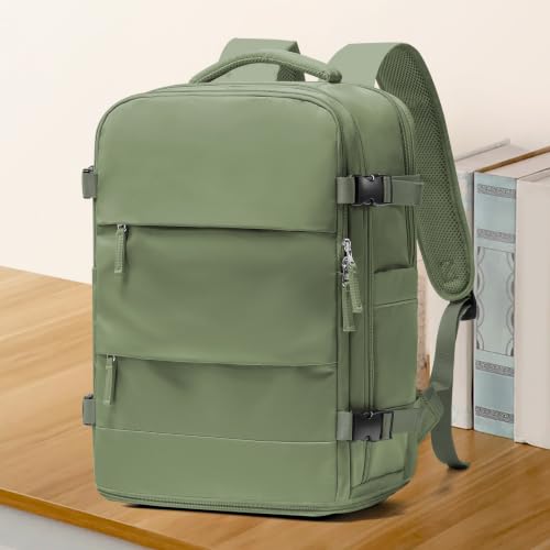 Image of coowoz Travel Backpack For Women Men,Carry On Backpack,Hiking Backpack Waterproof Outdoor Sports Rucksack Casual Daypack travel essentials(Gray Green)