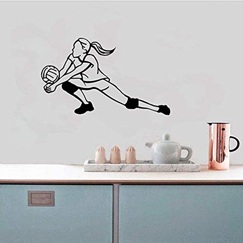 Pegatinas de pared extraíbles de PVC calcomanía de pared 38 7 cm * 65 cm voleibol pegatina de pared divertida habitación de niños hogar cocina gimnasio decoración dormitorio Cover