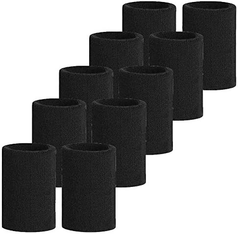 Meta-U 5 Pairs Wholesale Black Soft Thicken Cotton Wristbands