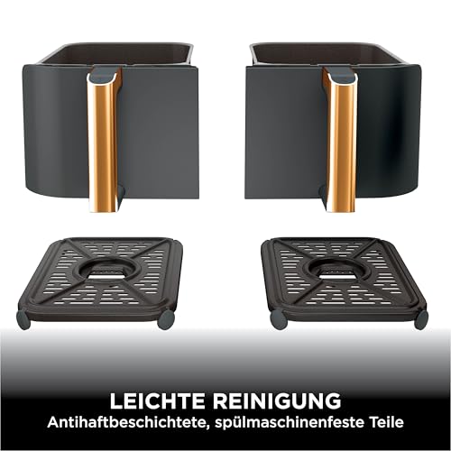 Ninja Foodi MAX Dual Zone Heißluftfritteuse [AF400EUCP] Amazon Exclusive, ‎2470 Watt , 9,5 L, 2 Heißluft-Frittierfächer, 6 Funktionen, 27 x 41.5 x 32.5 cm, Kupfer/Schwarz
