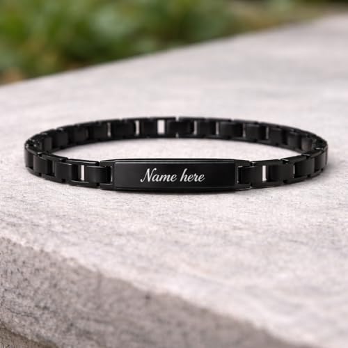 Image of Personalized Bracelet For Men - Adjustable Name Engraved Stainless Steel Bracelet Custom Gift for Him