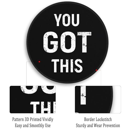 Image of Gctriki Black Round Mouse Pad, Motivation Home Office Desk Black Decor for Men Women, Funny Computer Mouse Pads for Desk Laptop Gaming, Inspirational Office Gifts for Coworkers - You Got This