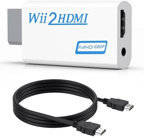 Wii to HDMI Converter, Wii to HDMI Adapter 1080p with 5ft High Speed HDMI Cable & 3.5mm Audio Jack&HDMI Output Supports All Wii Display Modes