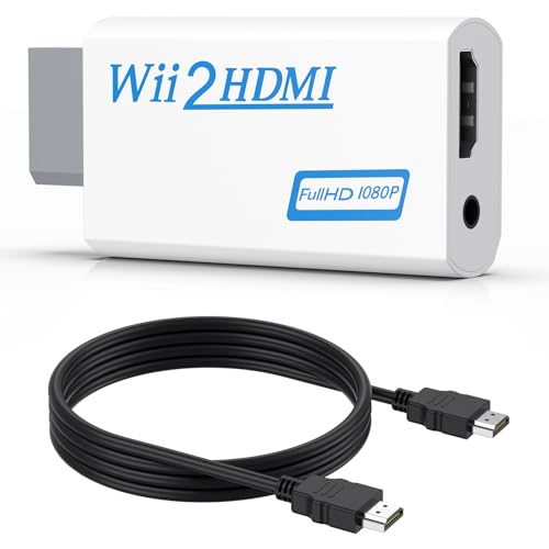 Wii to HDMI Converter, Wii to HDMI Adapter 1080p with 5ft High Speed HDMI Cable & 3.5mm Audio Jack&HDMI Output Supports All Wii Display Modes