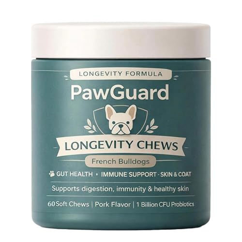 PawGuard French Bulldog Longevity Chews Breed-Specific Soft Chews for Digestive Health & Immune Support with Probiotics & Digestive Enzymes Plus Glucosamine & Chondroitin for Joint Support