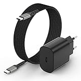 💪[Tragbares und praktisches Design]：Kombipaket aus 25W Schnellladegerät mit Nylon LadeKabel Typ C auf Typ C. Klein in der Größe, leicht im Gewicht und einfach zu tragen. Sie können es einfach in Ihre Tasche stecken und überall hin mitnehmen. Sehr praktisch für die Verwendung zu Hause, im Büro, unterwegs oder auf Reisen.