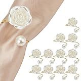OLYCRAFT 12pcs Anneaux de Serviette de Perle Boucles de Serviette de Fleur Rose Anneaux Se...