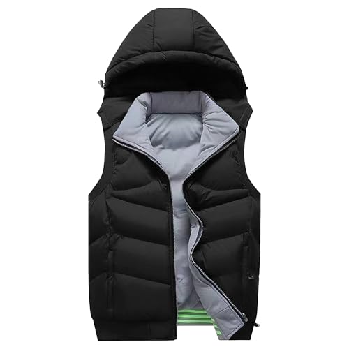 Veste sans manches homme doudoune rembourrée duvet gilet hiver chaud avec capuche doublée laine
