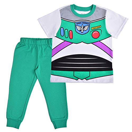 Disney Toy Story Boy's 2-Piece Buzz Lightyear Shirt and Jogger Pant Set, Green/White, Size 3T