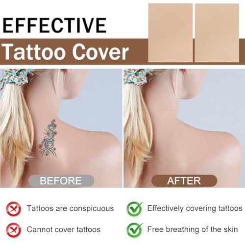 DULZEN 12 Pezzi Nastro Coprire Tatuaggi Temporanei Manica Avambraccio per Uomini e Donne Cerotto per Coprire Tatuaggi uon Effetto Coprente (Carnagione e Colore Pelle Bianca)