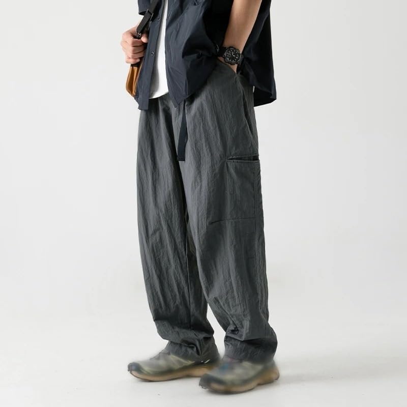 Man Hip Hop Casual Straight Leg Cargo Pants Solid Baggy Male Trousers2