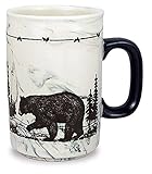 Cape Shore Decorative Sema Coffee Tea Mug Cup, Bear, Gifts for Birthday Christmas, 18 Oz, Black