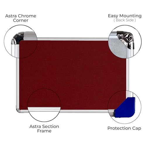 Image of ALKOSIGN Astra Felt Notice Board -MAROON (2 x 6 Feet) |Bulletin Board, Pin-up Board, Display Board, Push pins Board, Announcement Board, Soft Message Board, for School, College, Office, Study Room etc