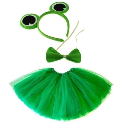 Lizzy Ladies ANIMAL FANCY DRESS TUTU with EARS BOW TAIL SET for Halloween, Hen Party Fancy Outfit Tutu Skirt (Green Frog Tutu Costume) Cover