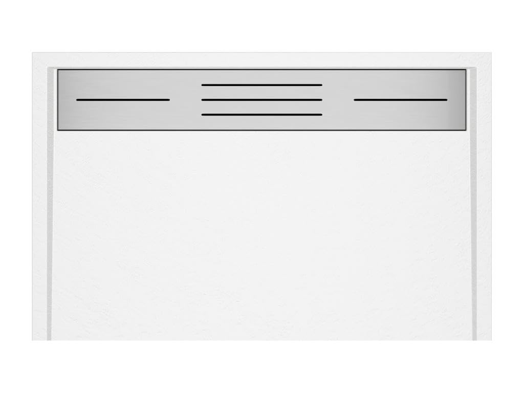 Vente-unique - Receveur de douche extra plat à poser ou à encastrer recoupable en résine SMC avec siphon - Blanc - 120 x 90 cm - LYROSA