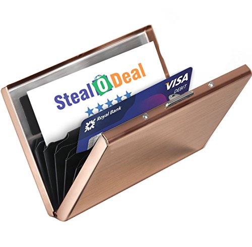 Stealodeal Rose Gold RFID Credit 6 Slot Card Holder for Men & Women Stainless Steel Wallet 8 41OjkXMSfiL