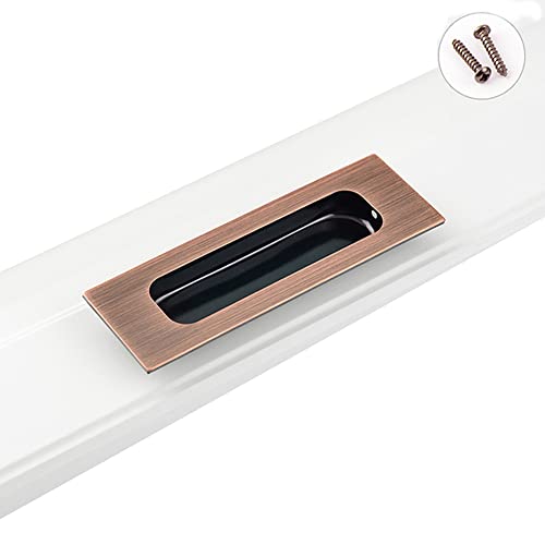 MiJunHD Recessed Flush Door Handles Stainless Steel Cabinet & Furniture Door Pulls Red 120 * 40mm Rectangle-Hidden Holes Rectangle Handles/Pulls for Interior & Closet Doors