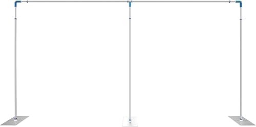 Kit de tubo para telón de fondo de 20 x 10 pies, resistente para boda, soporte ajustable con bases de acero inoxidable ponderadas para marco de