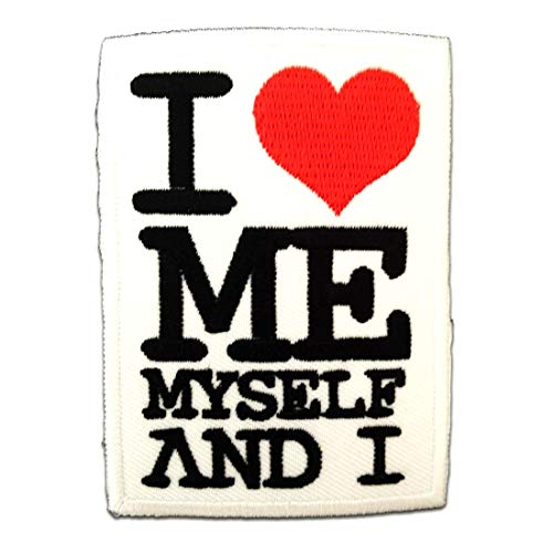 I Love Me Myself And I - Parches Termoadhesivos Bordados Aplique Para Ropa, Tamaño: 6,8 x 7,6 cm
