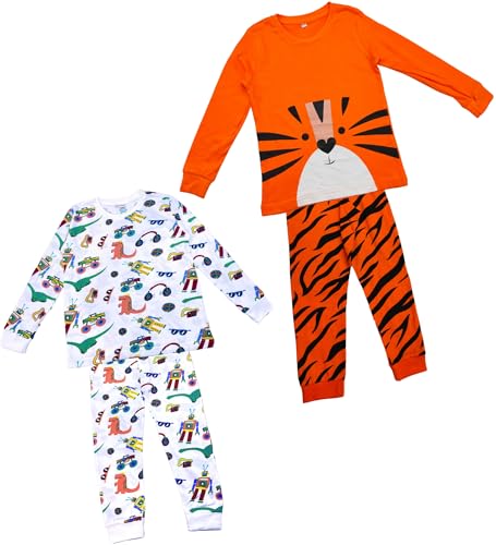 Image of Hestia | H.NSG.7 | Kids Nightwear | Sleepwear | Cotton | Trouser Full Sleeves Tshirt | Elastic Waist | Night Dress with Pyjama Tshirts for Boys | Breathable Fabric | Set 1