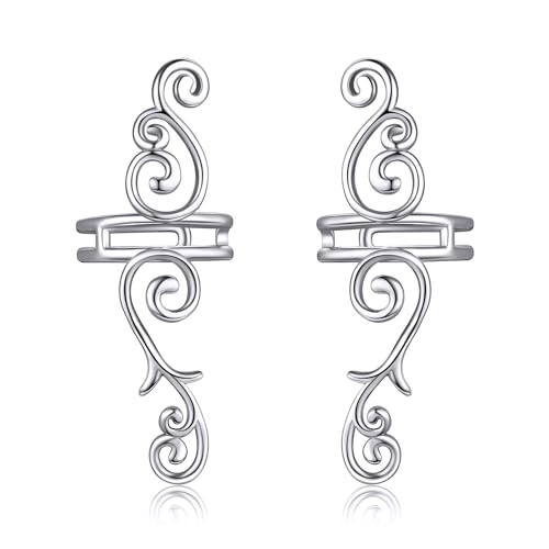 Celtic Knot/Celtic Knot/Bat/Filigree Viking Earrings 925 Sterling Silver Non Piercing Ear Cuff Earrings Cool Earring Cuff for Women Men