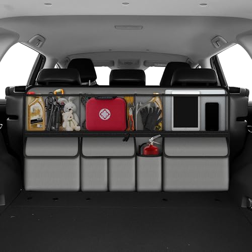 NUWQICD Hanging Car Trunk Organizer Fit For Ford Explorer Foldable Large Capacity 41.3x20 inch Backseat Trunk Organizers Storage, Car Accessories Interior, with Multi Pockets (Grey)