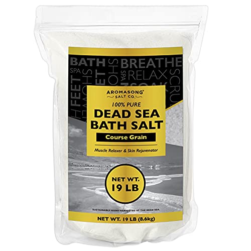 Aromasong Dead Sea Salt for Soaking - Coarse Grain Bath Salt Soak - 19 Lbs Bulk Resealable Pack - Leaves Your Skin Softer Then Epsom Salt